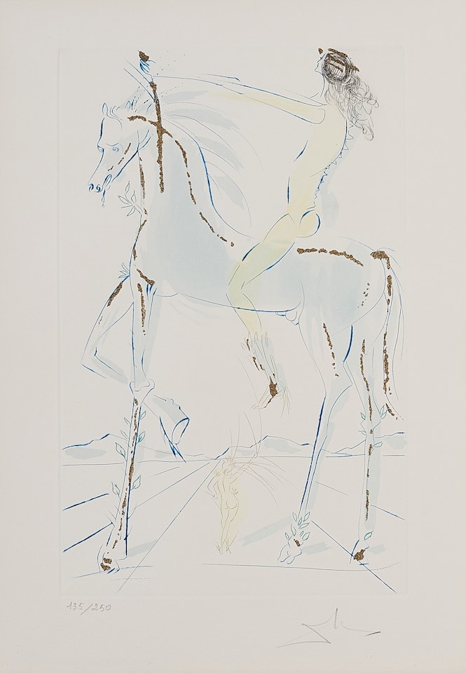 Die Geliebte ist schön wie eine Pferdeherde (From: Das Hohe Lied des Salomon). by Salvador Dali