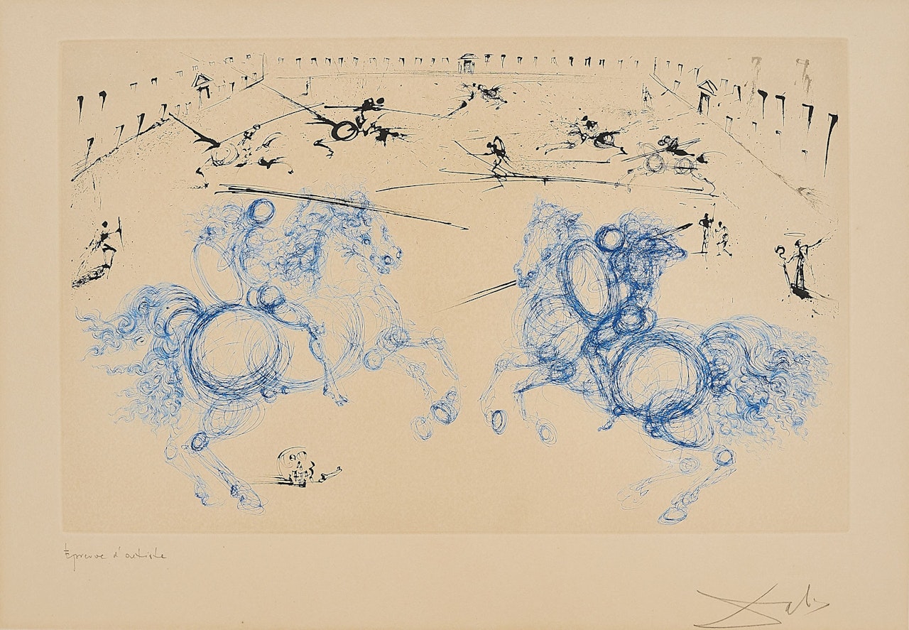 Combat de cavaliers (From: Calderón, La vie est un songe) by Salvador Dali