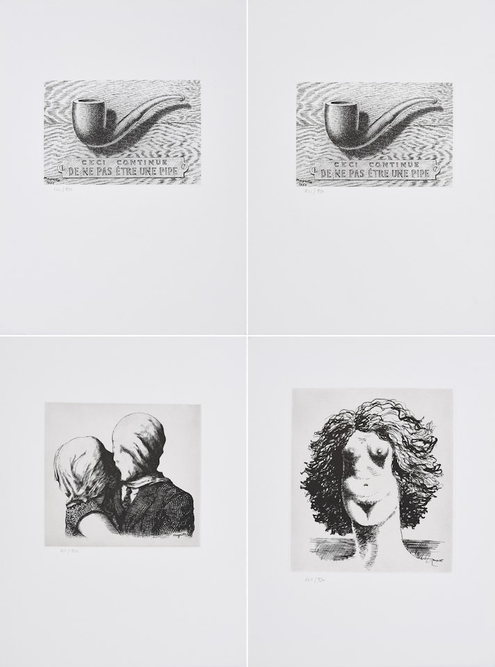 Assembled Lot of 4 Etchings by René Magritte