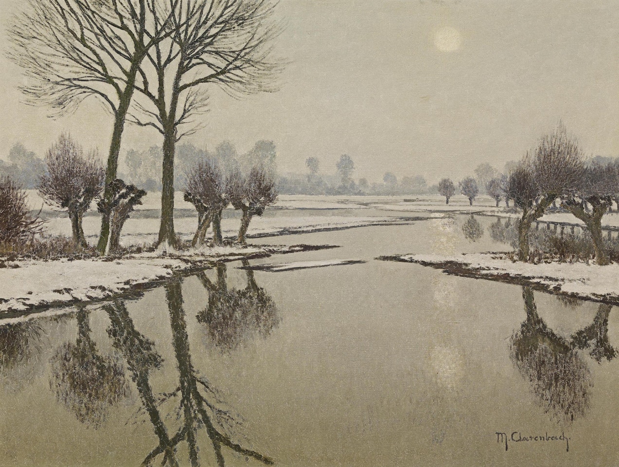 "Winter sun on the Lower Rhine". by Max Clarenbach