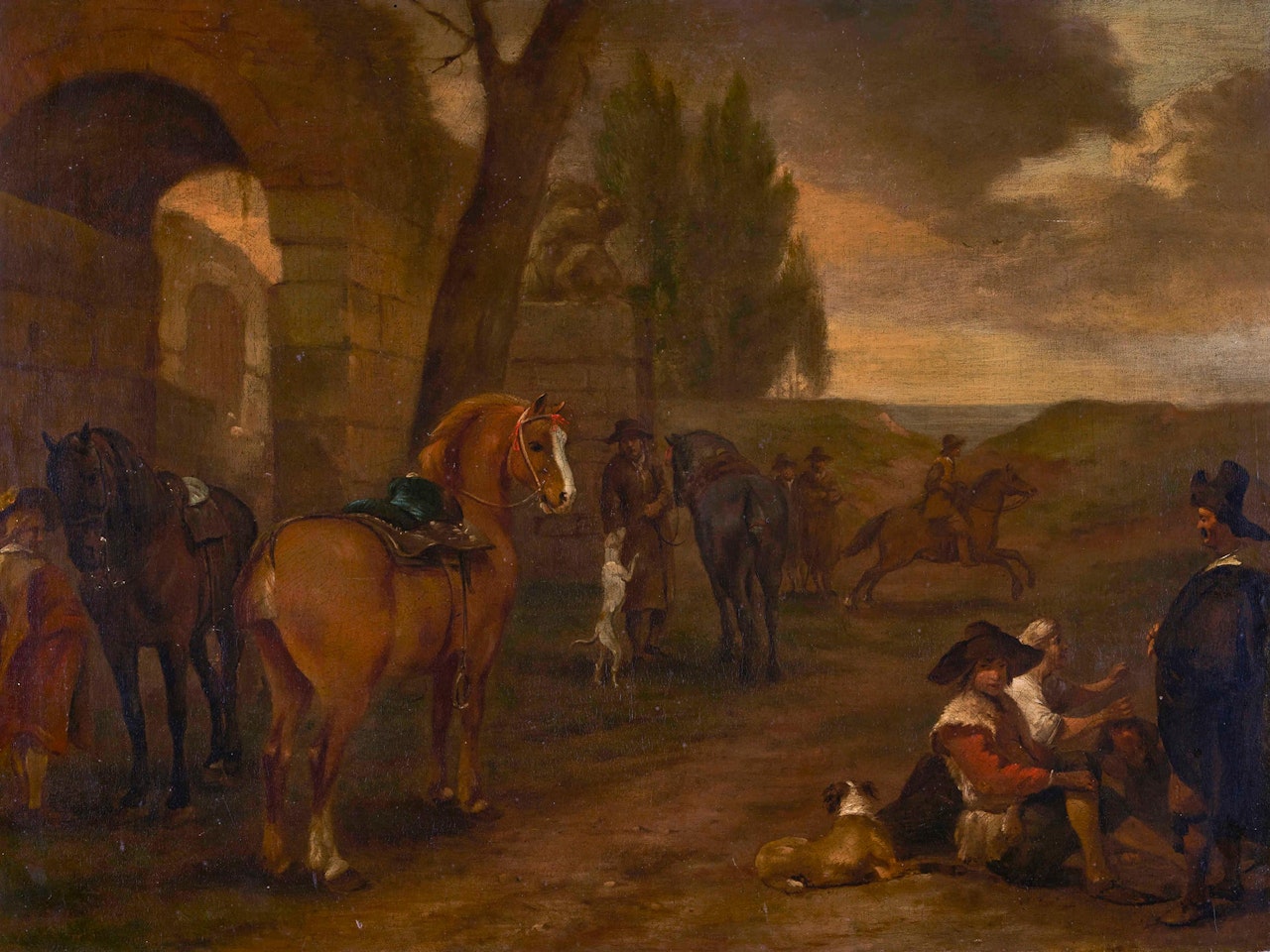 Rider resting by Flemish School