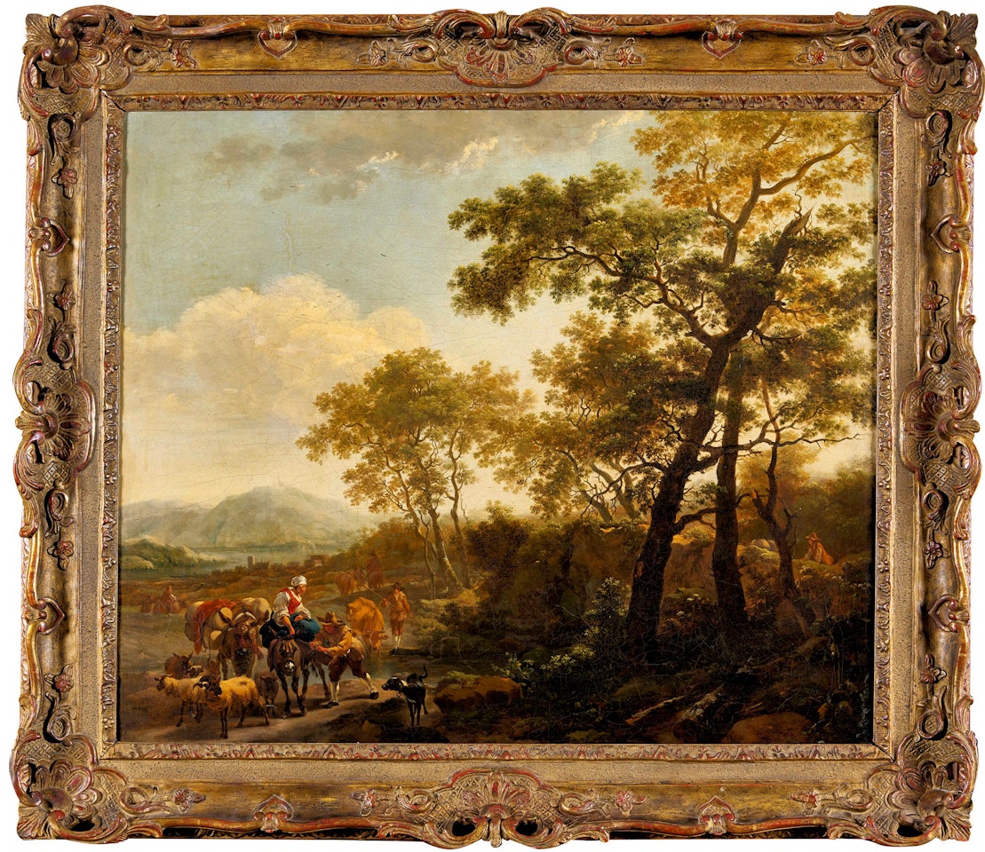 Italian landscape with shepherds by Nicolaes Pietersz Berchem