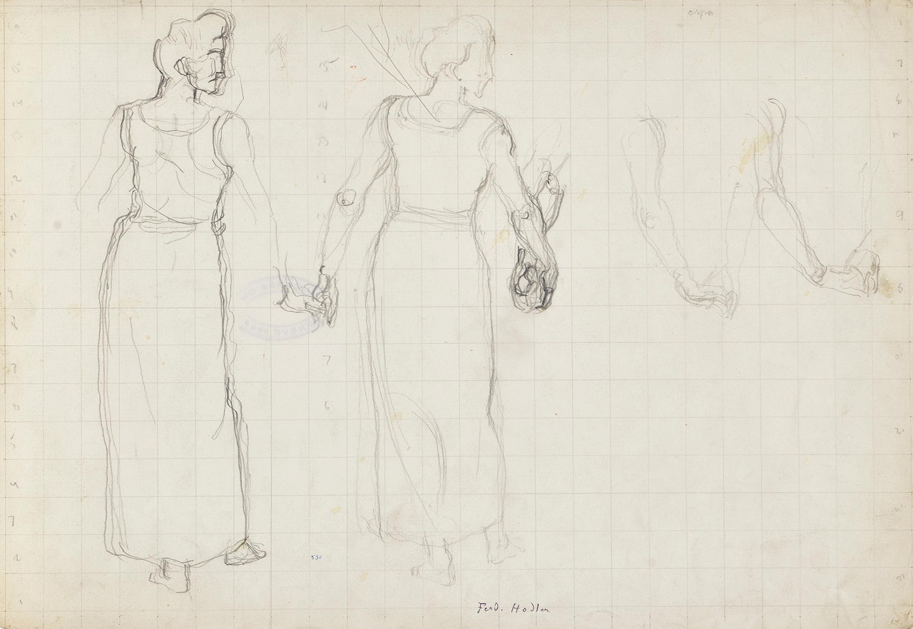 Figure study for "Youth, admired by a woman" by Ferdinand Hodler