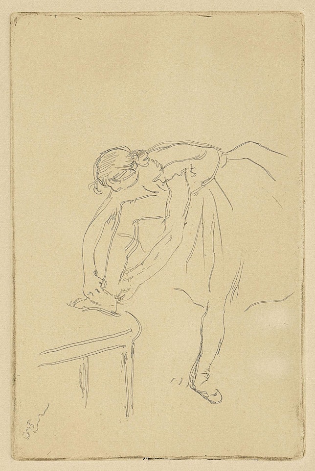 Konvolut, 4 Blätter 1. "Actresses" lodges". 2. “Miss Nathalie Wolkonska”. 3. “Miss Nathalie Wolkonska/Dancer putting on her slipper”. 4. “Dancers behind the scenes” by Edgar Degas