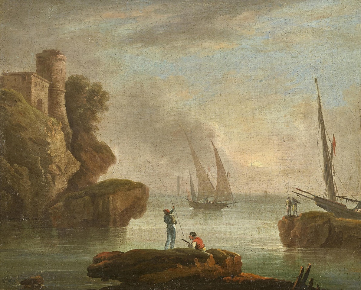 Fisherman on a rocky coast by Claude Joseph Vernet