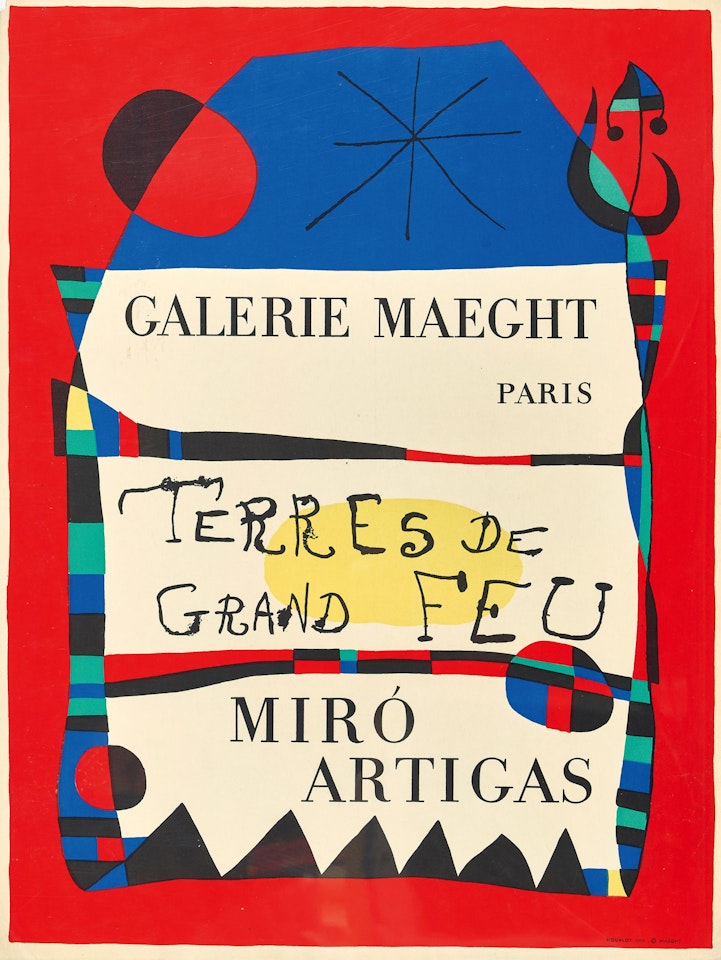 "Terres de grand feu Galerie Maeght"; "L"oiseau solitaire...Galerie Maeght"; "Oeuvre gravé et lithographié Galerie Gérald Cramer"; "Musée de l"athenée Genève" by Joan Miró