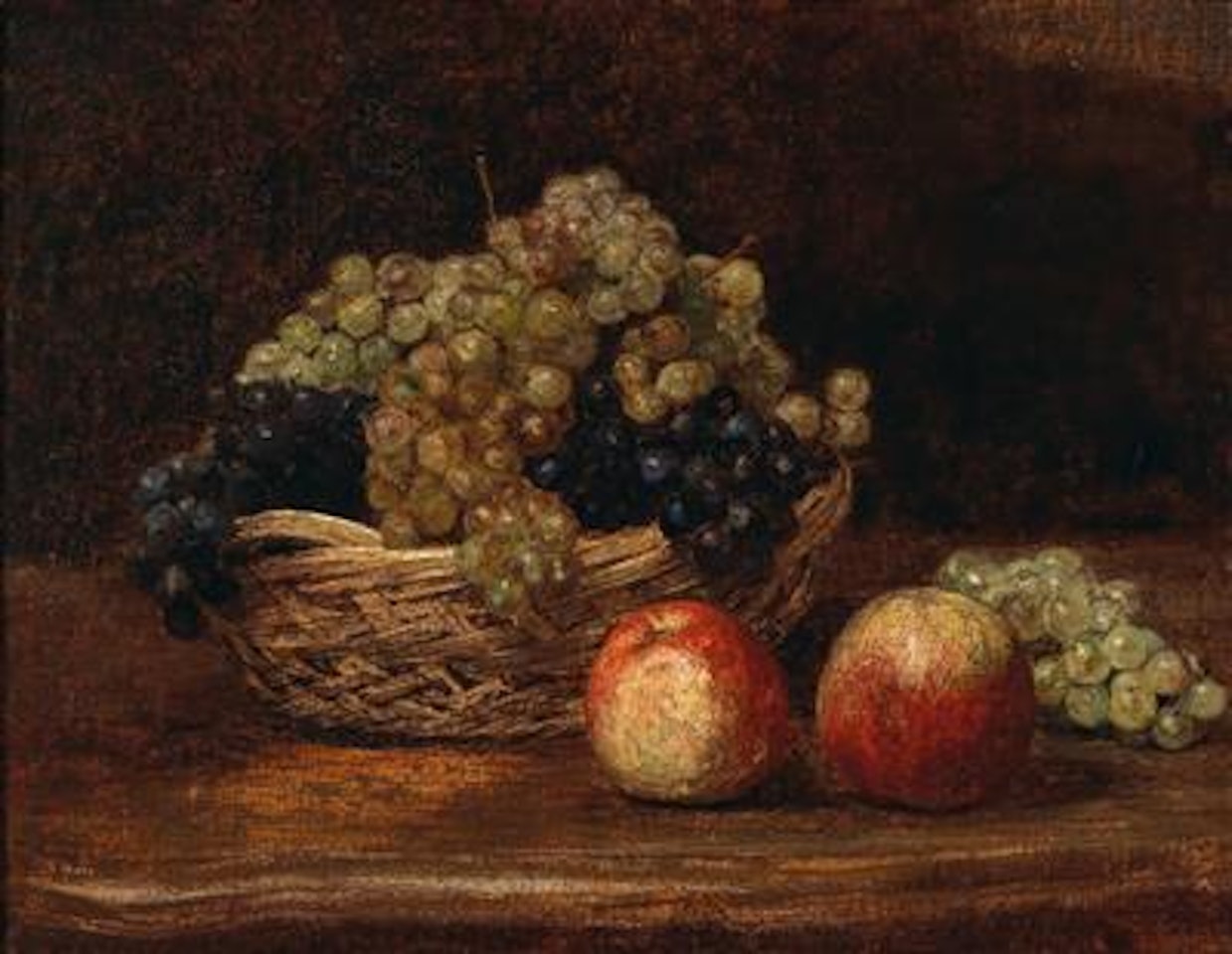 A Basket with Grapes and Two Apples by Henri Fantin-Latour