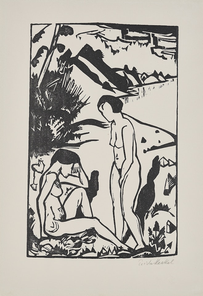 Am Strand. by Erich Heckel