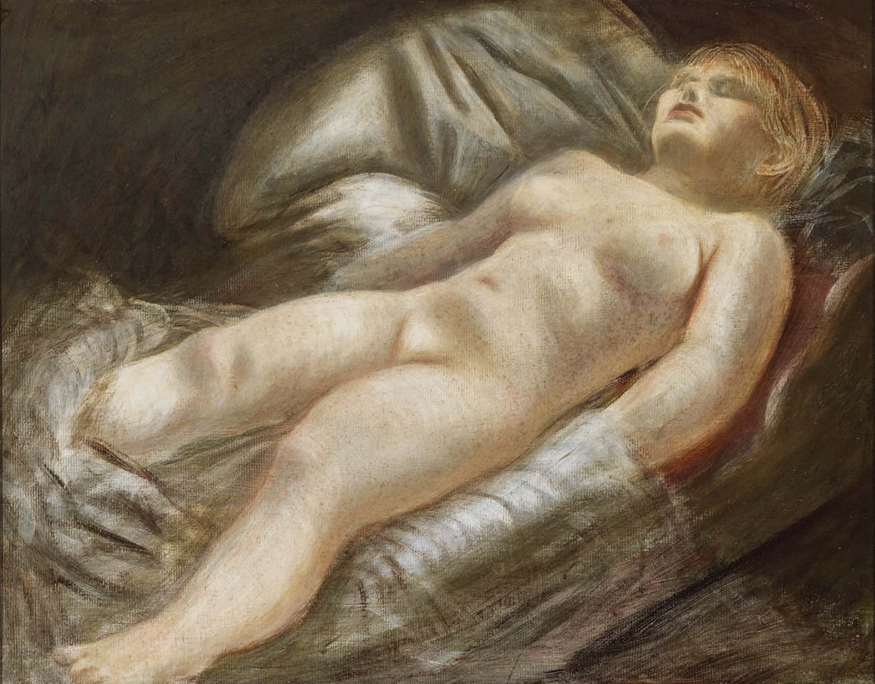 Lying nude by Karl Hubbuch