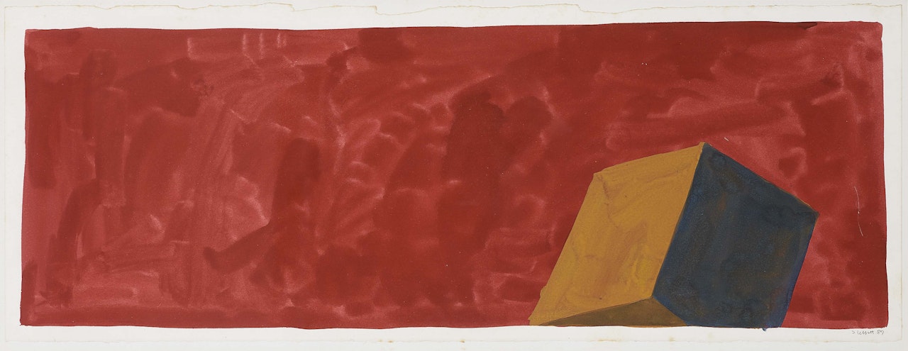 One Cube in Colors (on Red) by Sol LeWitt