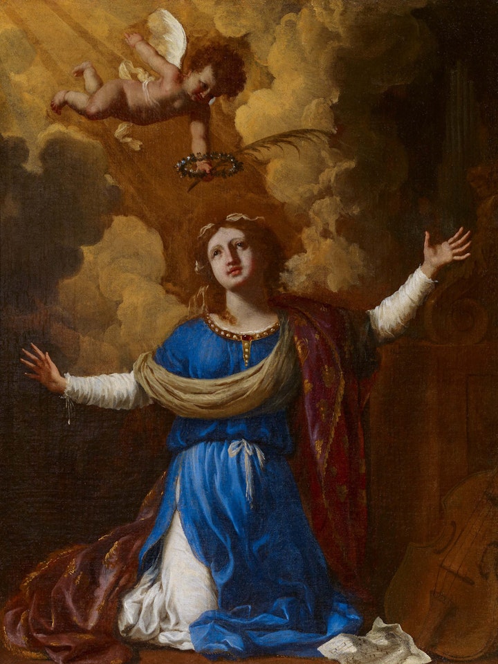 Saint Cecilia and the Angel. by Roman School