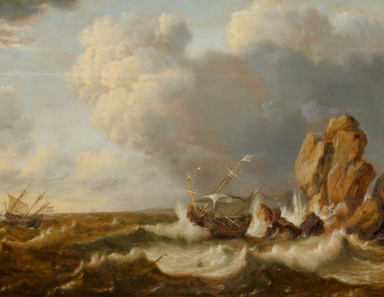 Shipwreck Off Rocky Coast. by Dutch School