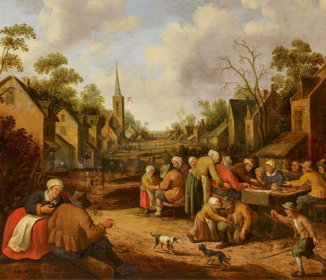 View of a Village Street Scene. by Joost Cornelisz Droochsloot