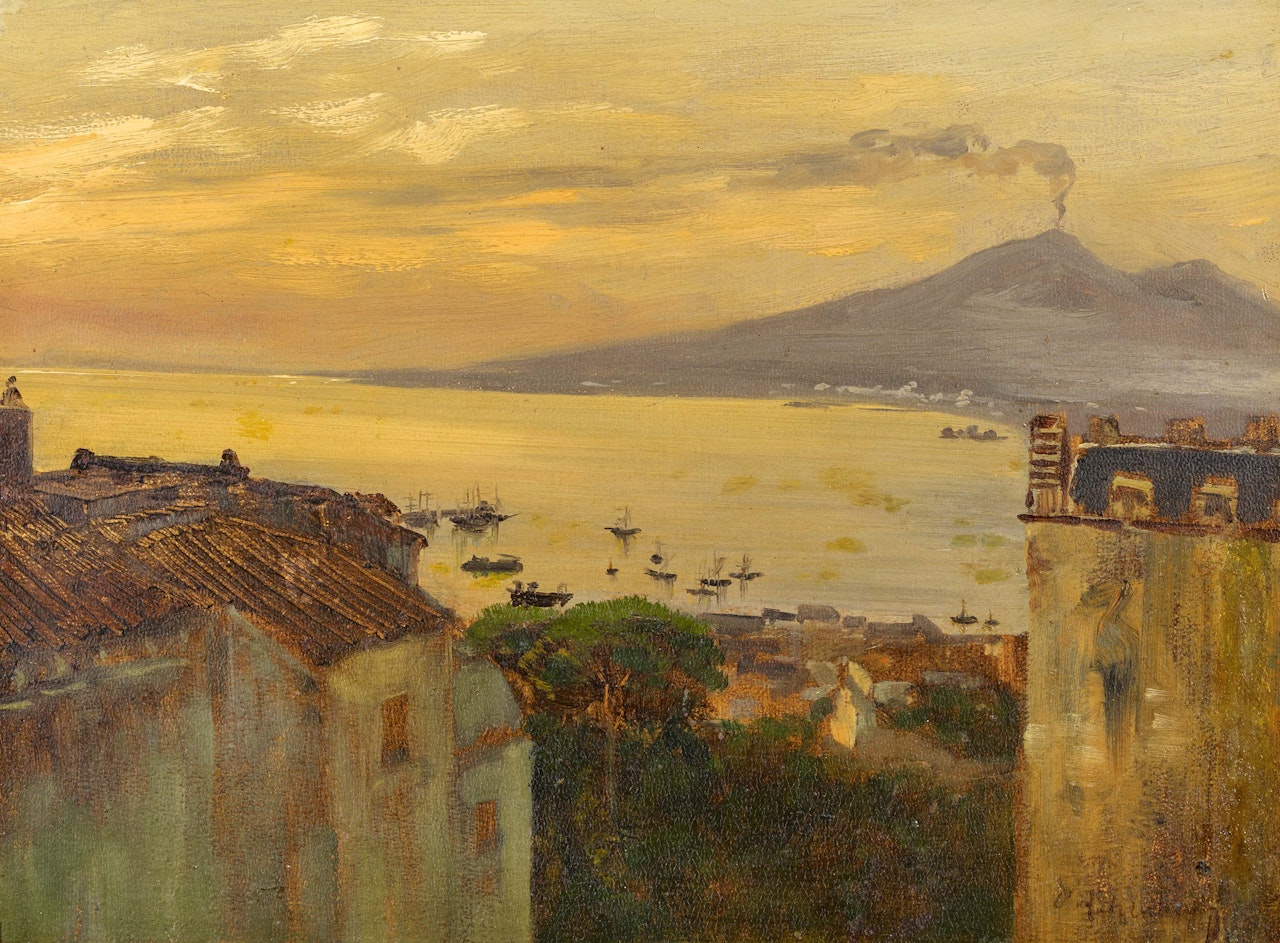 Evening Atmosphere over the Bay of Naples. by Oswald Achenbach