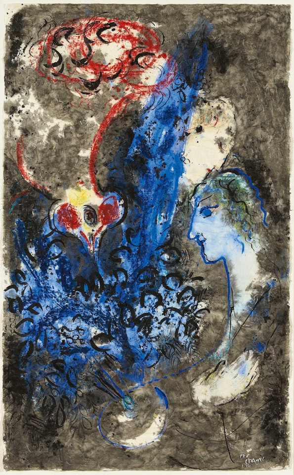 Le coq et les deux visages by Marc Chagall