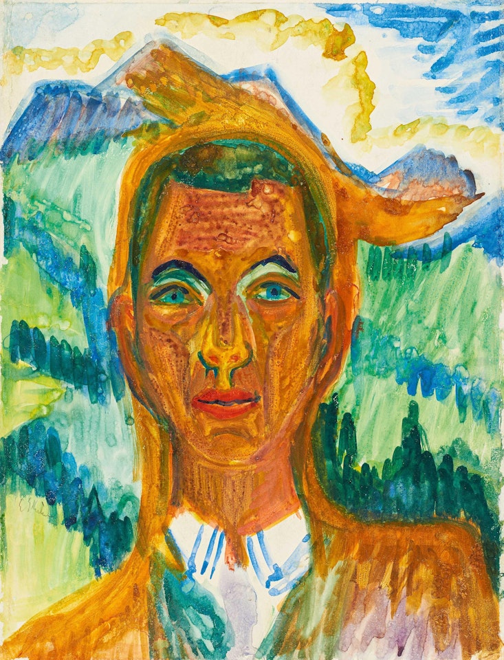 Männerkopf. by Ernst Ludwig Kirchner
