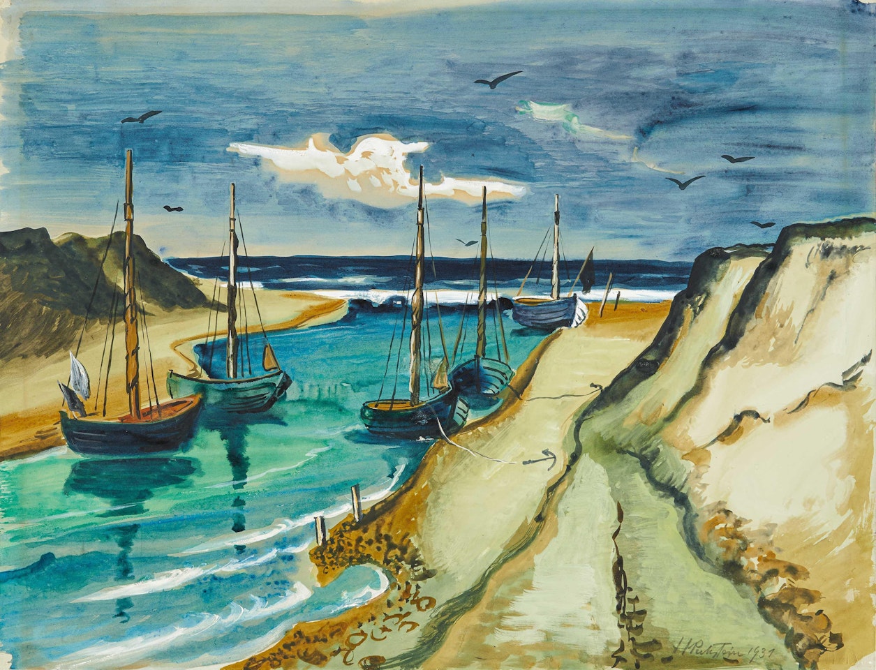 Untitled (Hafeneinfahrt von Leba) by Max Pechstein