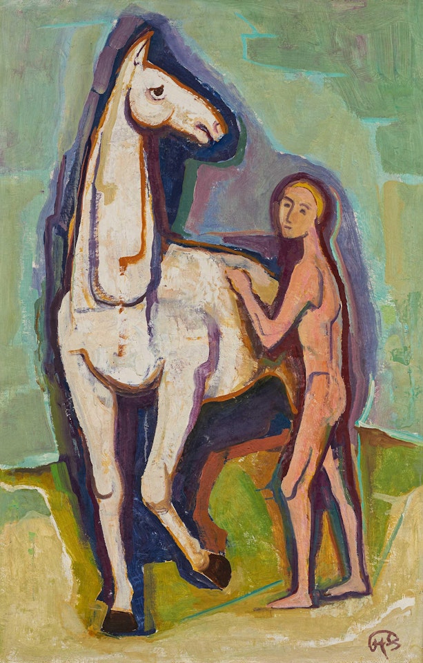 Junge mit Pferd. by Karl Hofer