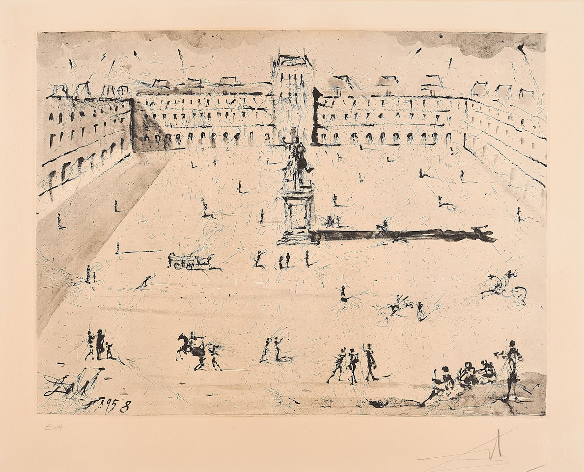 La grande Place des Vosges, du temps de Louis XIII. by Salvador Dali