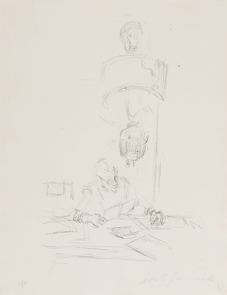 La mère de l"artiste lisant sous la lampe à Stampa I. by Alberto Giacometti