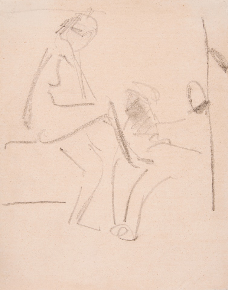 In the wardrobe (girl nude and seated man). by Ernst Ludwig Kirchner