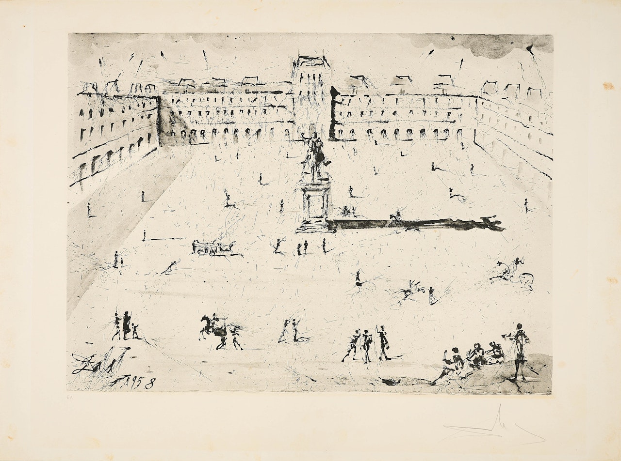 The great Place des Vosges, from the time of Louis XIII by Salvador Dali