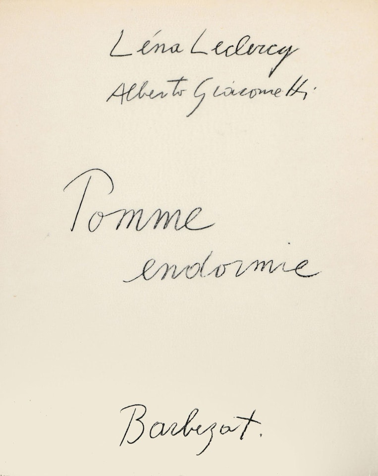 "Pomme endormie", Marc Barbezat, Décines (Isère) by Alberto Giacometti