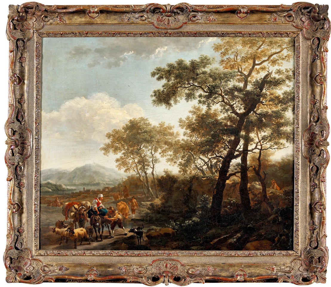 Italian landscape with shepherds by Nicolaes Pietersz Berchem