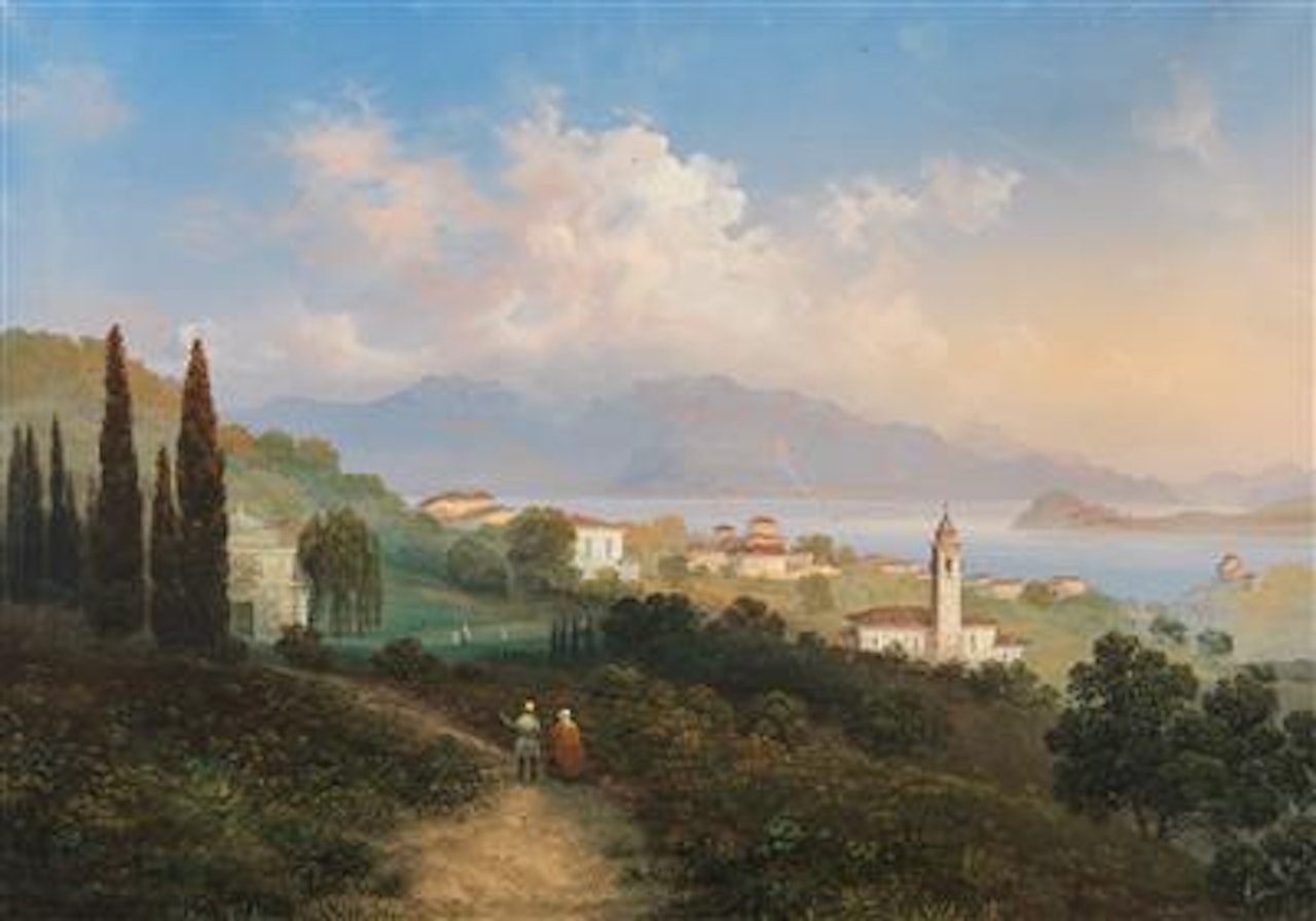 A View of Lake Como and Menaggio, with Punta di Bellagio on the Right by Carlo Bossoli