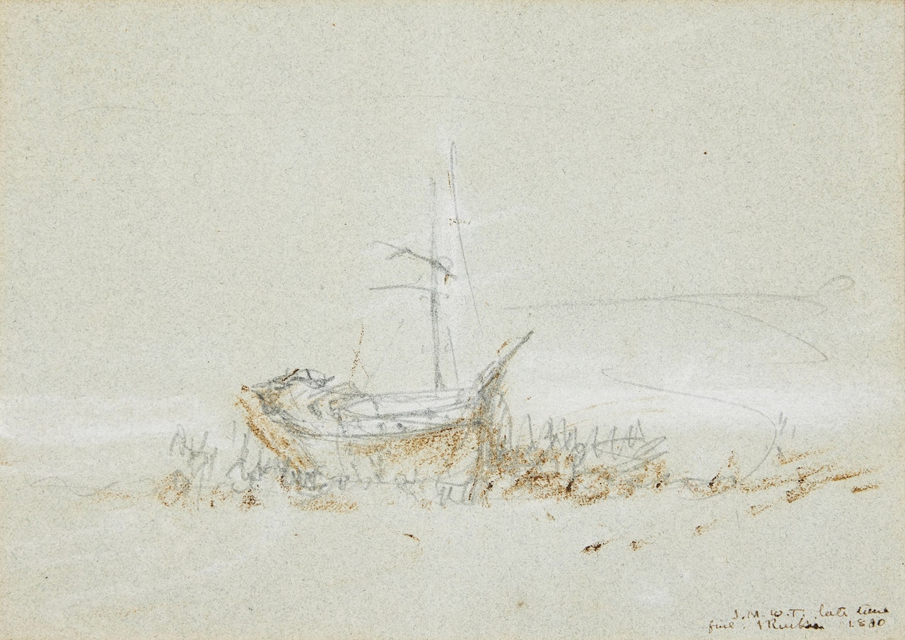 A Beached Boat. by Joseph Mallord William Turner
