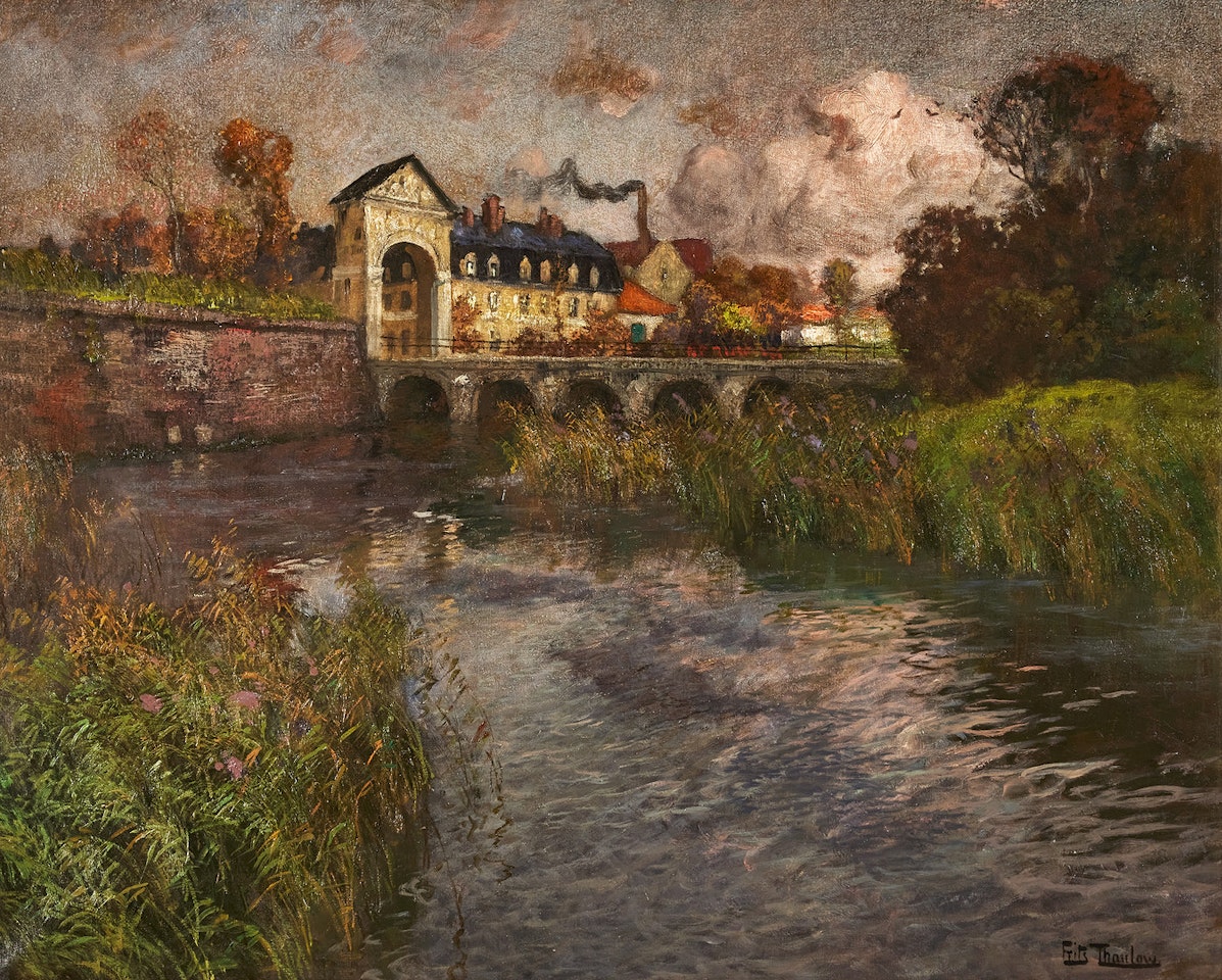 French landscape with river. by Fritz Thaulow