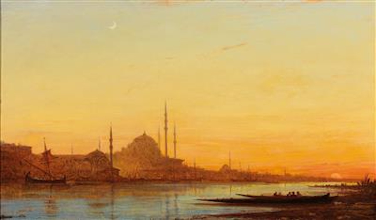 Istanbul, A View of the Bosporus at Night by Félix Ziem