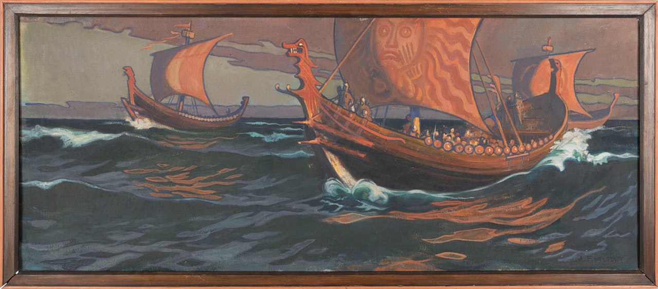 Viking ship by Albert Edelfelt