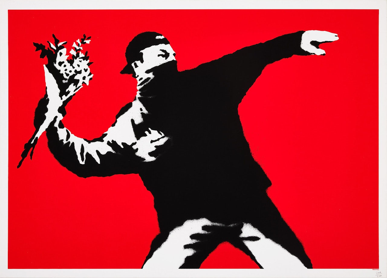"Love Is In The Air" by Banksy