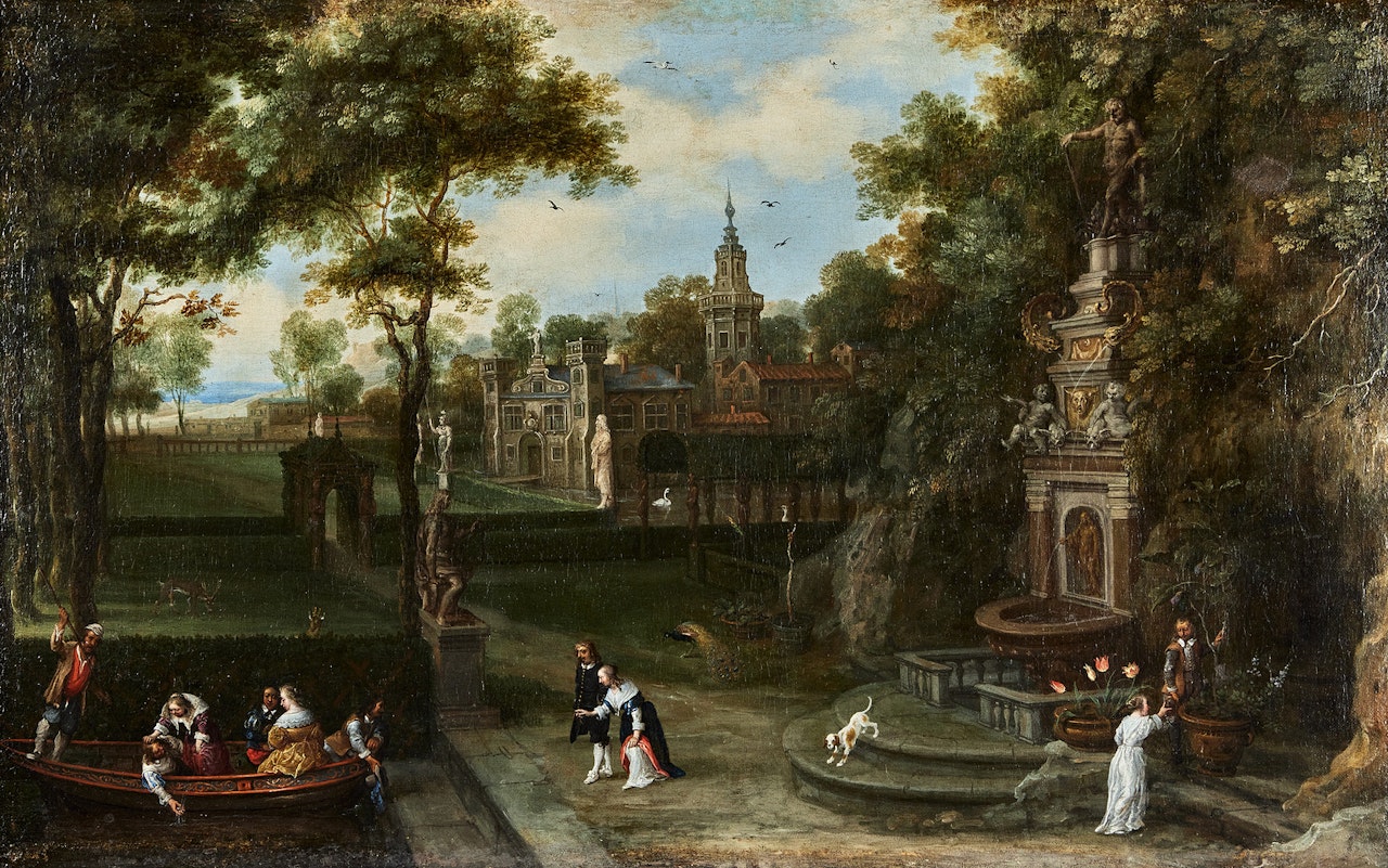 A Palace garden; A Palace garden by Adriaen van Stalbemt