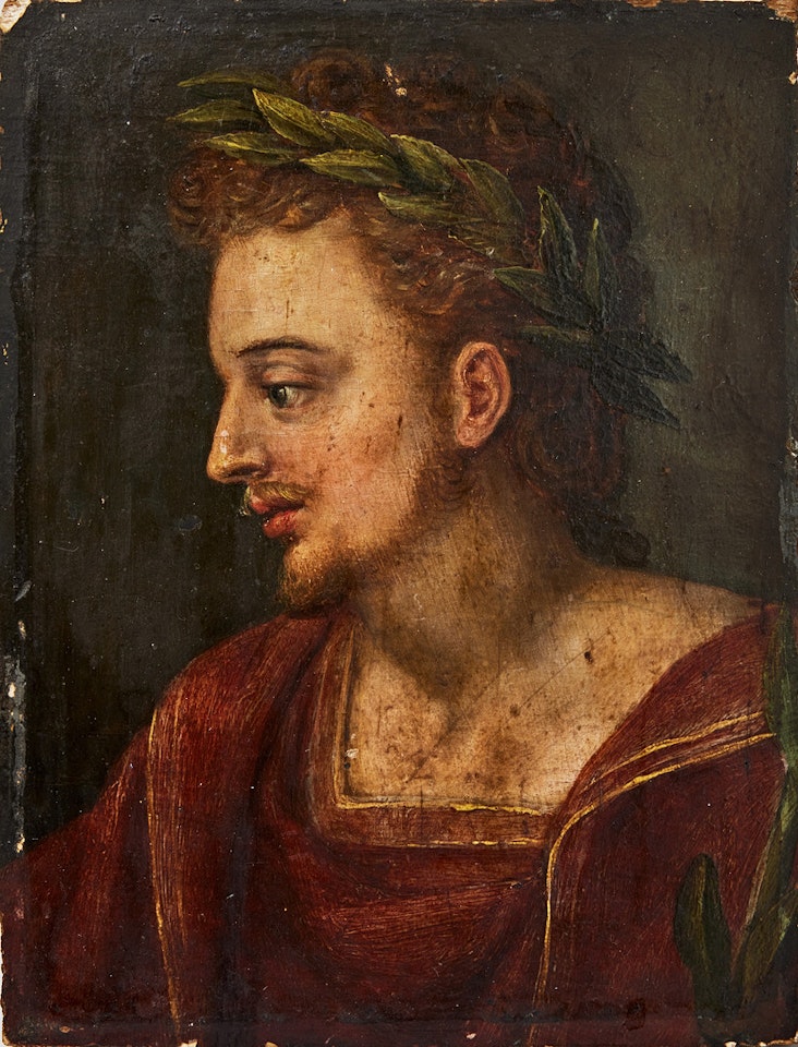 Portrait of a man with laurel wreath - a fragment; Portrait of a man with laurel wreath - a fragment by Flemish School