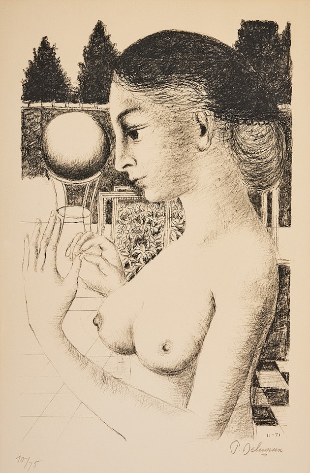 "Femme à la boule"; Femme à la boule (Woman with ball)" by Paul Delvaux