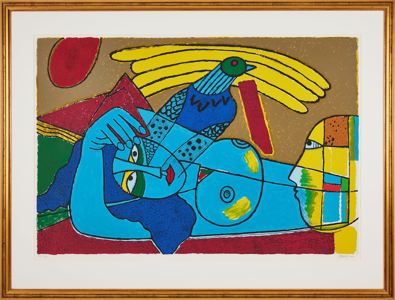Serénité (Nu bleue à l"oiseau) by Corneille