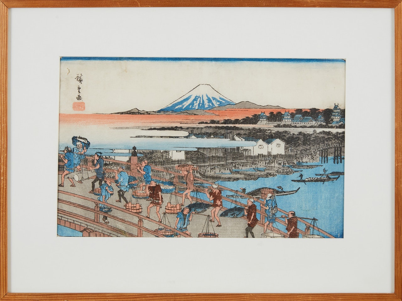 A woodblock print; “Nihonbashi”, from the series “Famous Places in the Bay Capital” (Koto meisho) by Utagawa Hiroshige