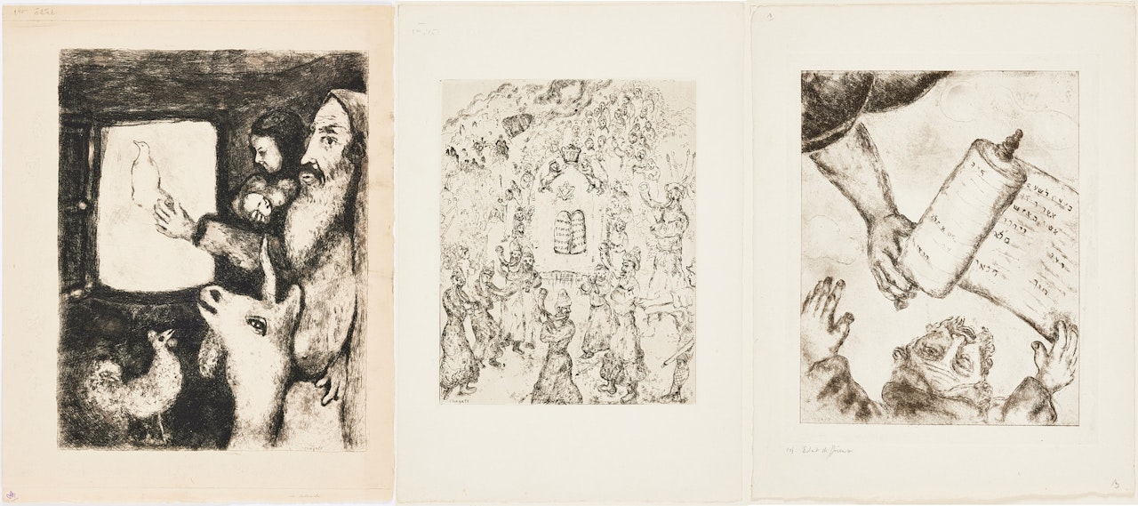 La Colombe de l"Arche; Joshua before Jerricho; Vocation d"Ezechiel; (from La Bible, Pl. 2, Pl. 44, Pl. 105) by Marc Chagall