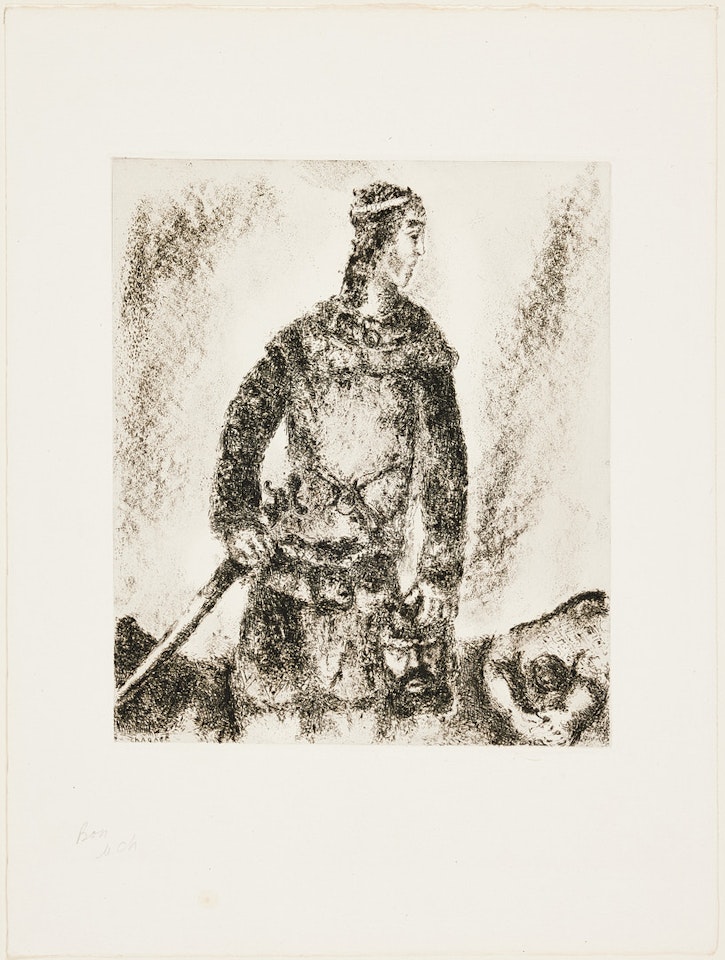 David the Vainqueur de Goliath (from: The Bible, Pl. 64). by Marc Chagall