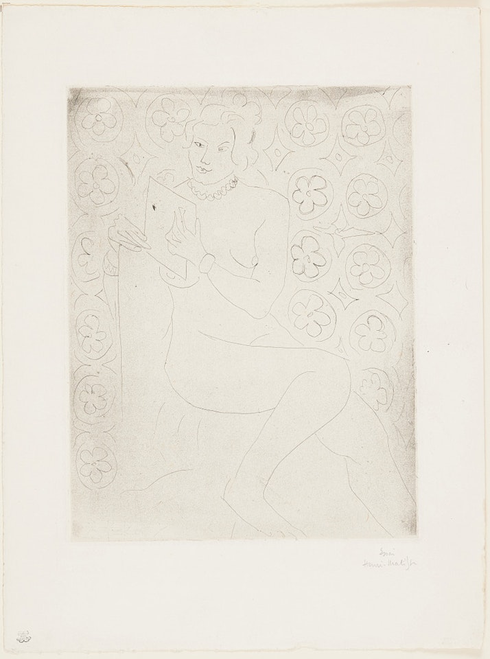 Figure lisant, fond moucharabieh. by Henri Matisse