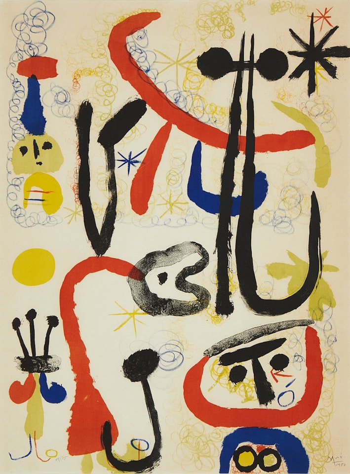 Personnages et animaux. by Joan Miró