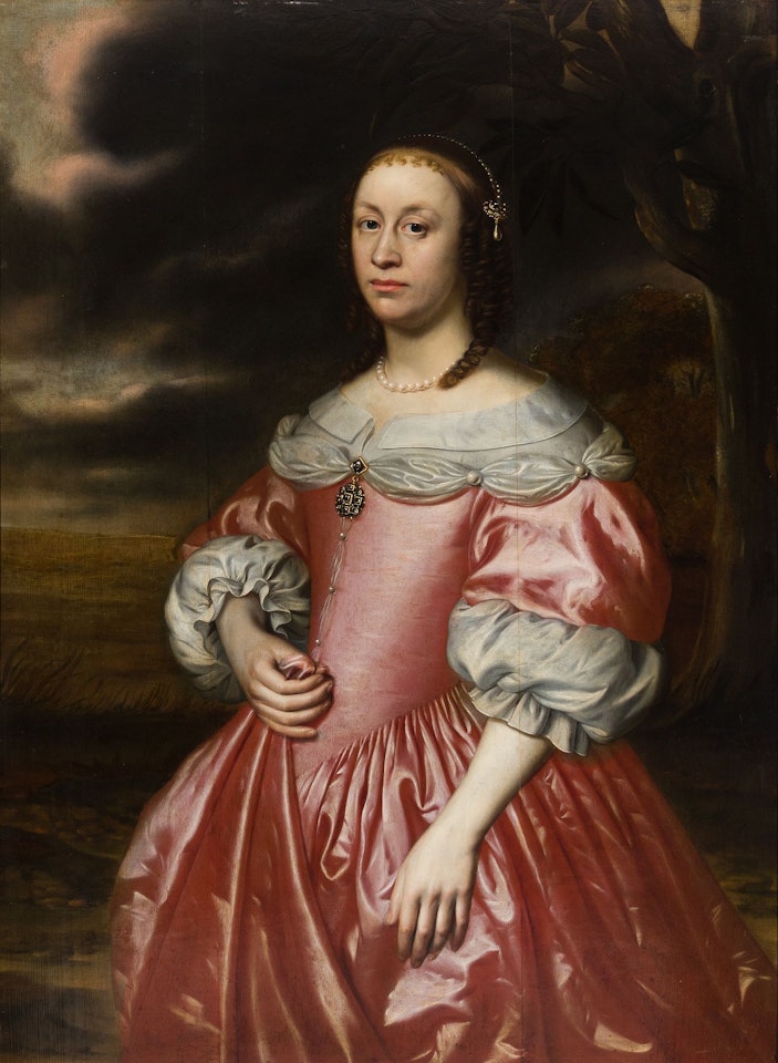 Lady in a Pink Dress by Dutch School