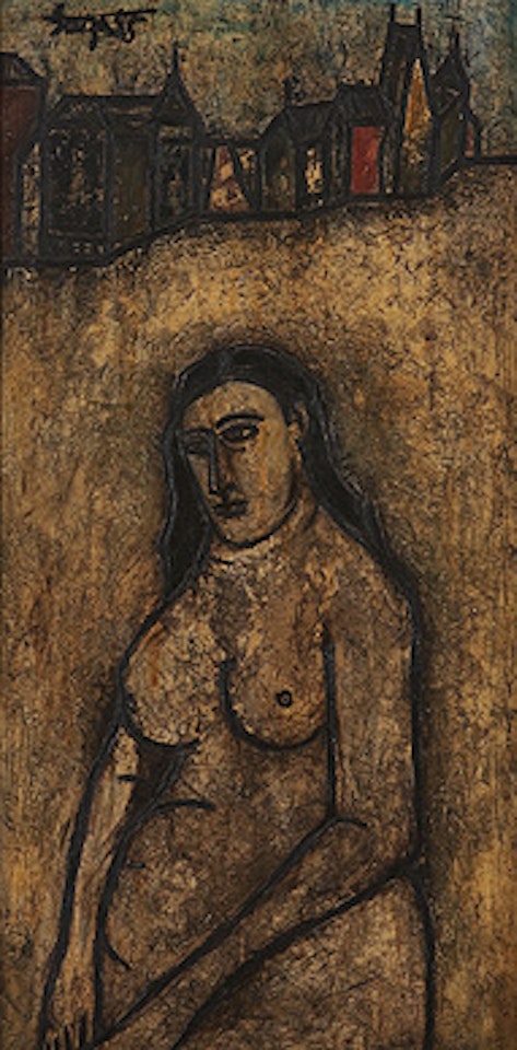 Nude in a city background by Francis Newton Souza