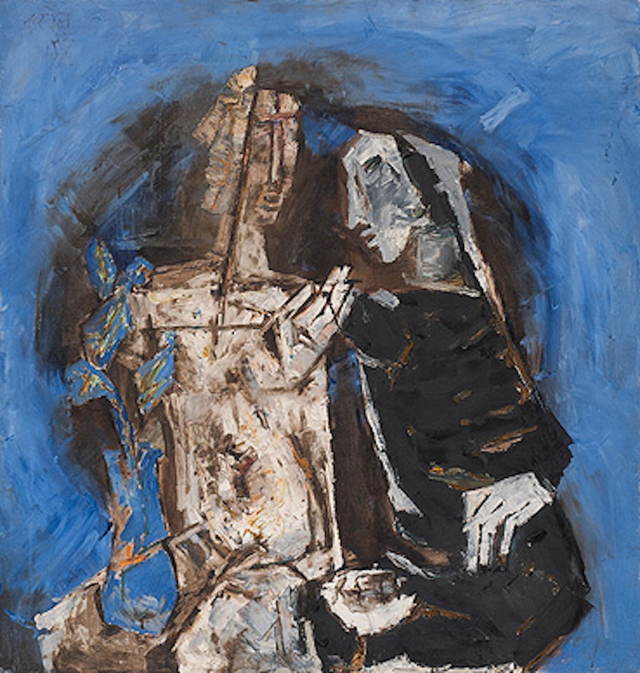 Untitled (Two Figures with Cactus) by M.F. Husain