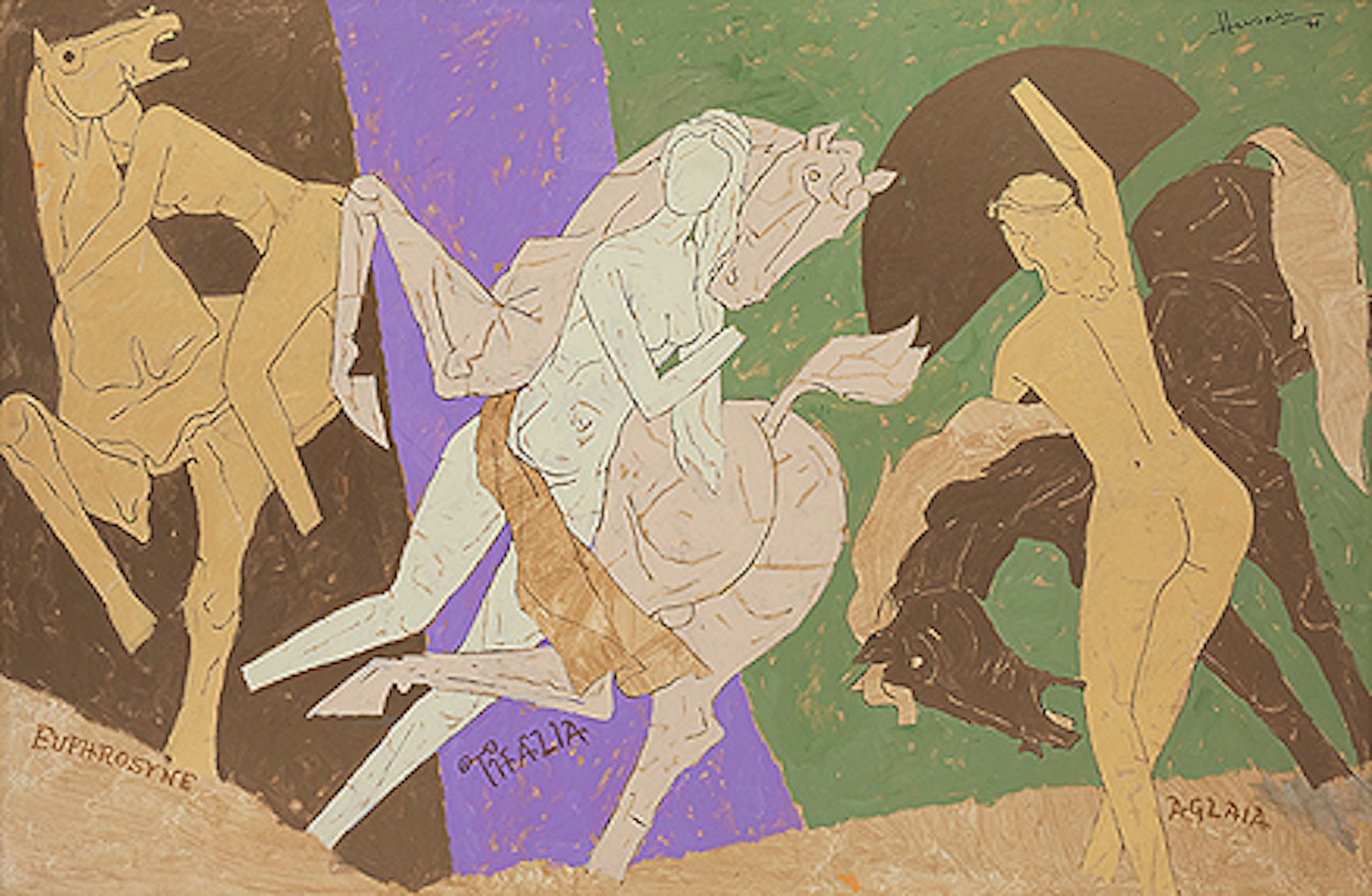 Euphrosyne, Thalia, Aglaia by M.F. Husain