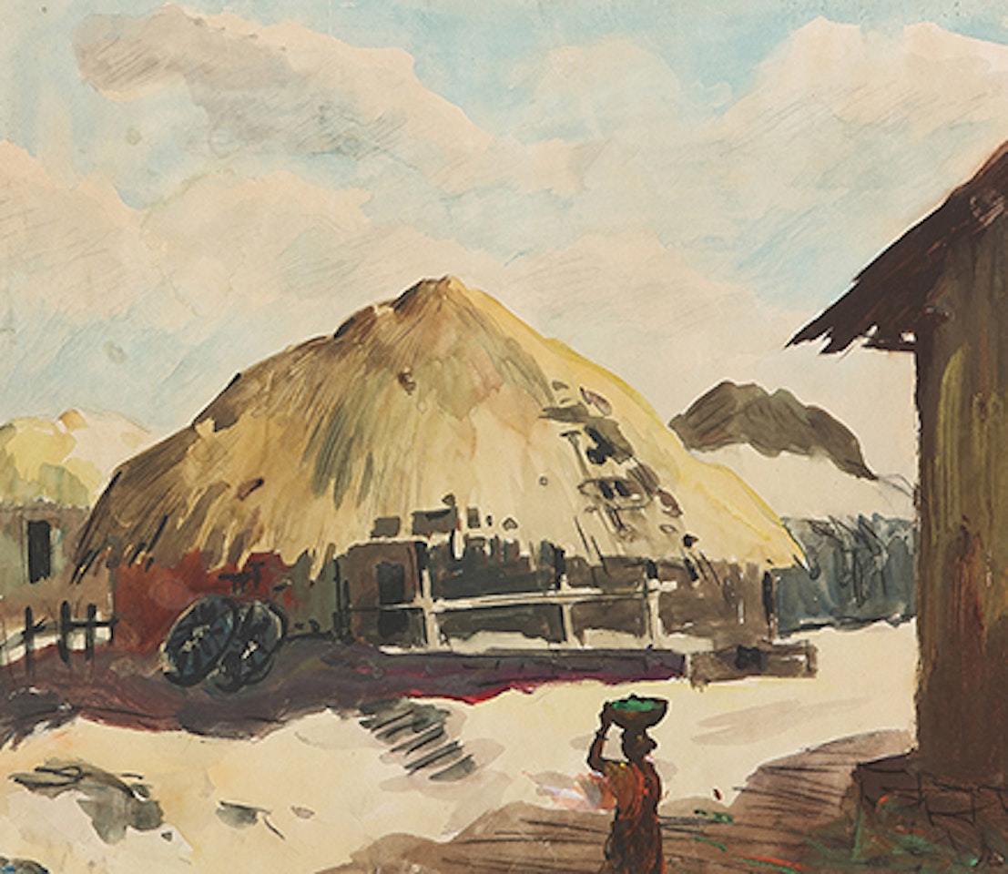 Untitled (Village scene) by Sayed Haider Raza