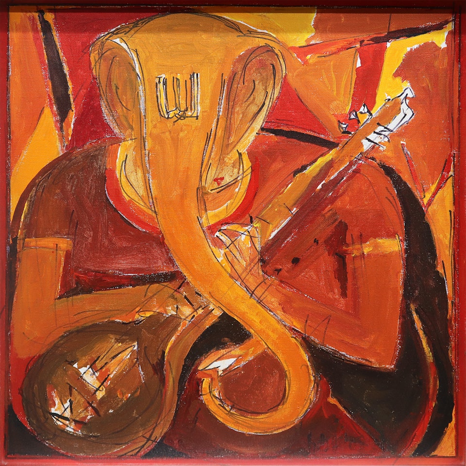 Ganesh with Veena by Sayed Haider Raza