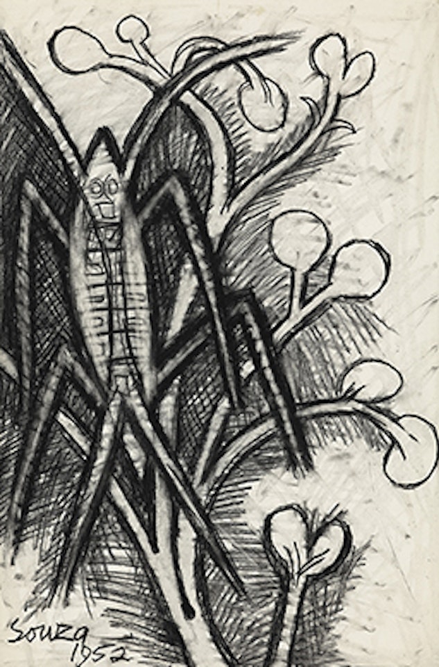 Untitled (Grasshopper in Foliage) by Francis Newton Souza